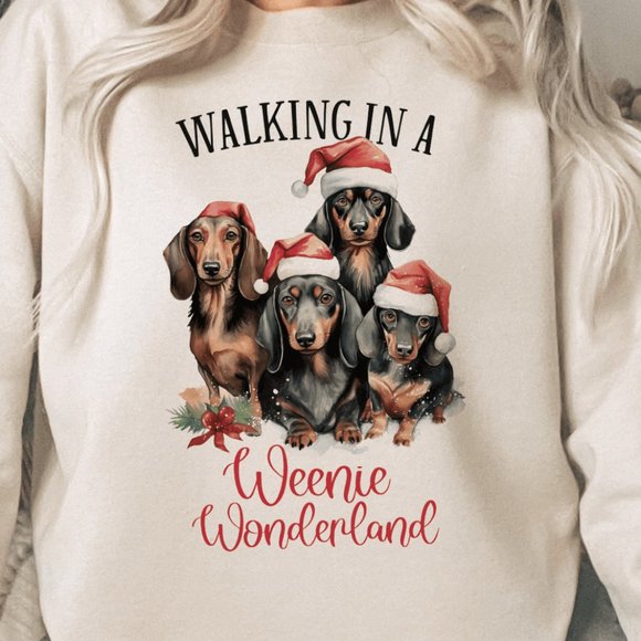 Desert Bloom Darlin Sweaters - Weenie Wonderland Dachshund Sand Sweatshirt